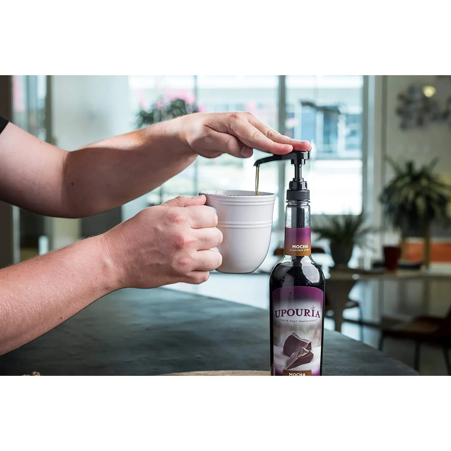 Sirope Sabor A Café Moca Upouria 2 Botellas 25.4 Fl Oz Con Bomba Dosificadora Vegano Sin Gluten