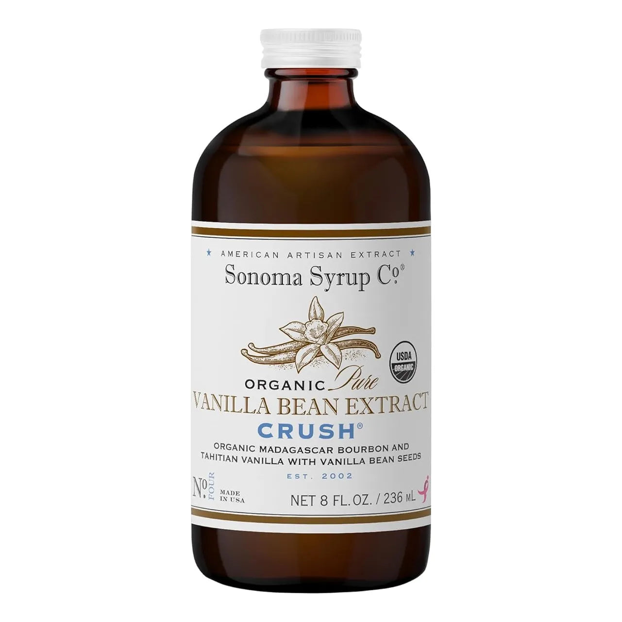 Extracto Puro De Vainilla Orgánica Crush 240 Ml Sabor Intenso Y Natural