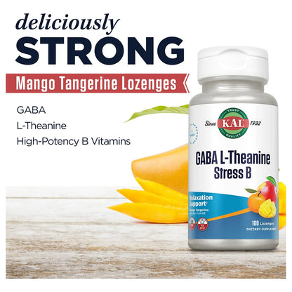 Pastillas GABA L Teanina Stress B Suplemento Vitamínico Relajación Natural Sabor Mandarina Vegano 50 Unidades