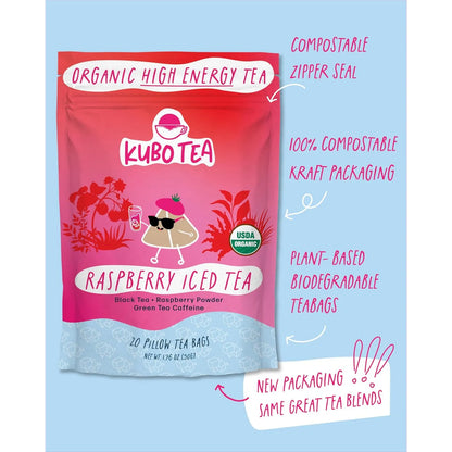 Té Helado Orgánico Alta Energía Kubo Tea 20 Porciones 155 Mg Cafeína
