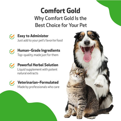 Comfort Gold Suplemento Natural Para Perros Y Gatos Alivia Malestar Y Ansiedad