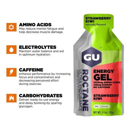 Gel Energético GU Roctane Endurance Fresa Kiwi 24 Unidades Doble Fuente Energía