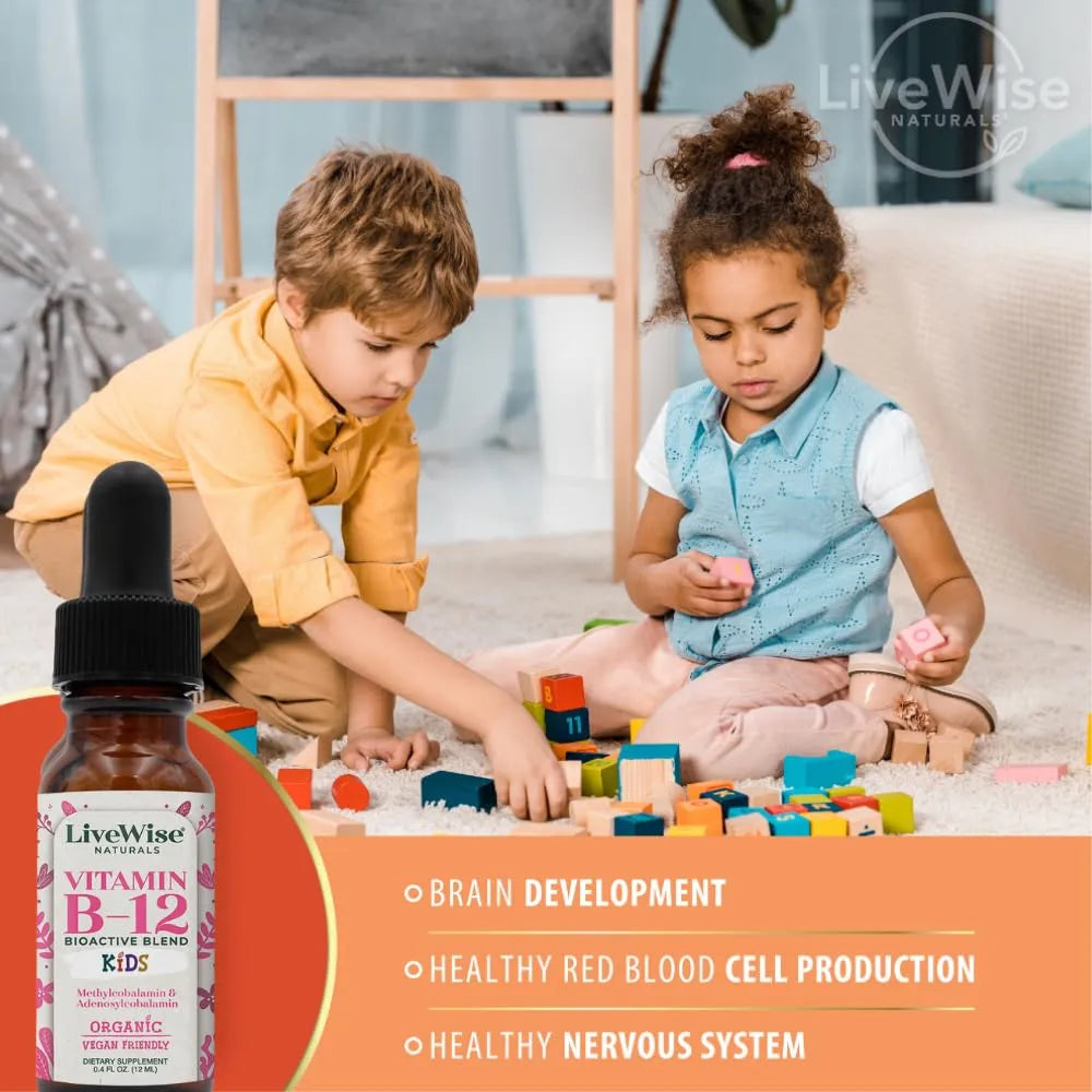 Gotas Líquidas Vitamina B12 Orgánica Para Niños Vegana Sin Gluten