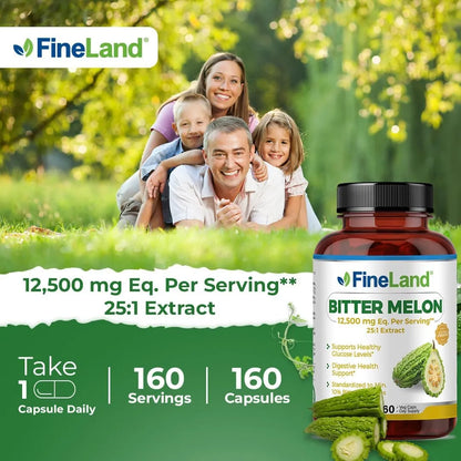 Extracto De Melón Amargo 12500 Mg Estandarizado 10% 160 Cápsulas Vegano