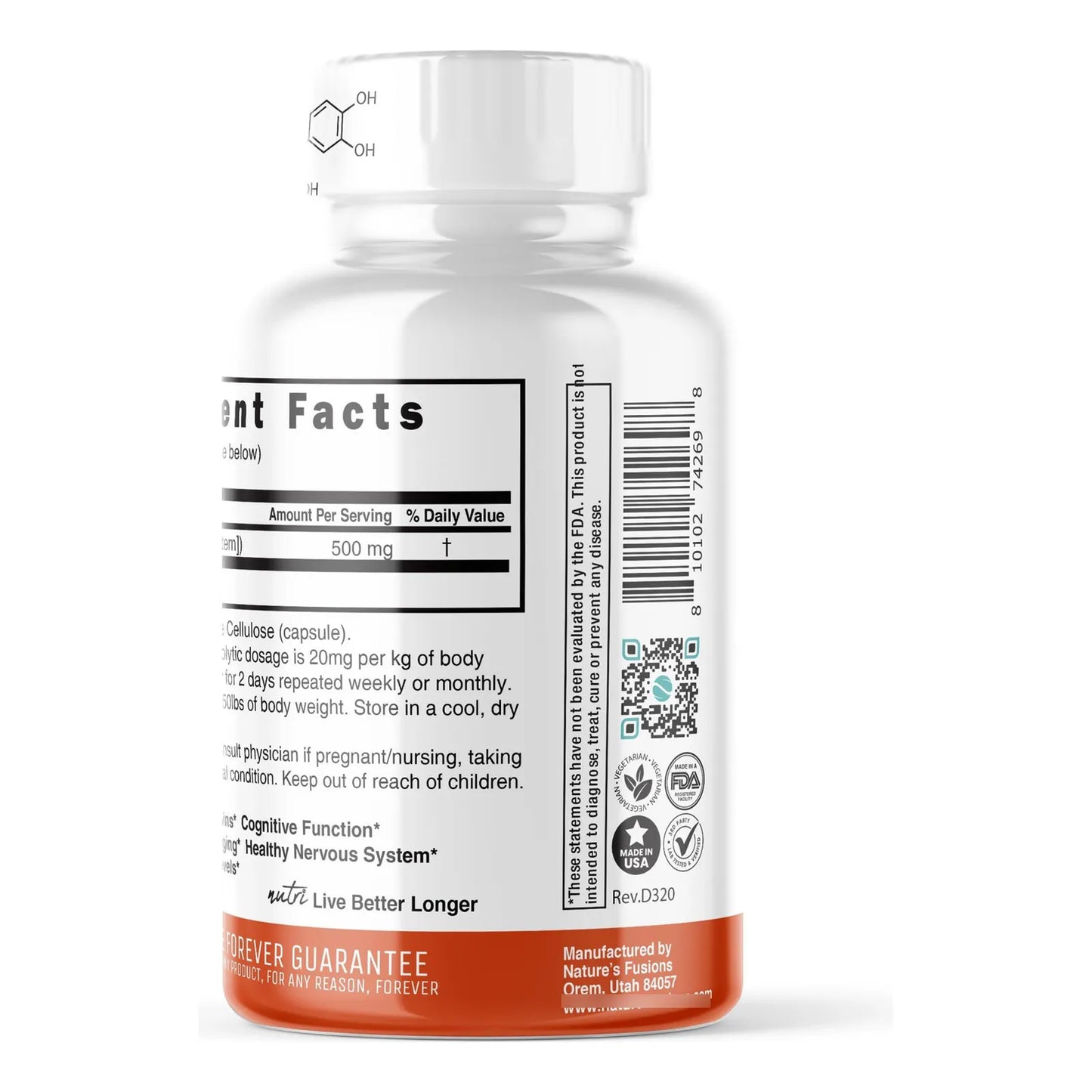 Fisetina 500mg 60 Capsulas Activador Senolitico Antioxidante Natures Fusions