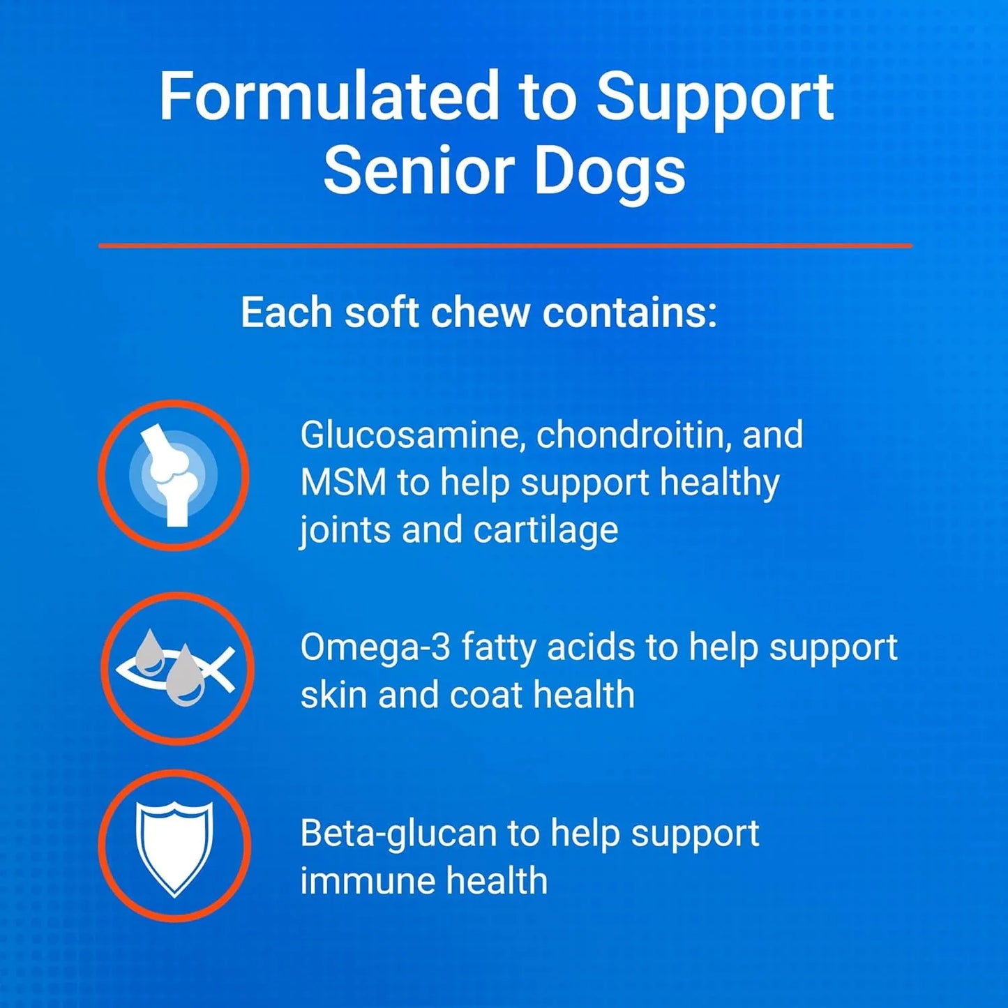 Suplemento Articular Para Perros Mayores 60 Masticables Suaves Con Glucosamina Y Omega3