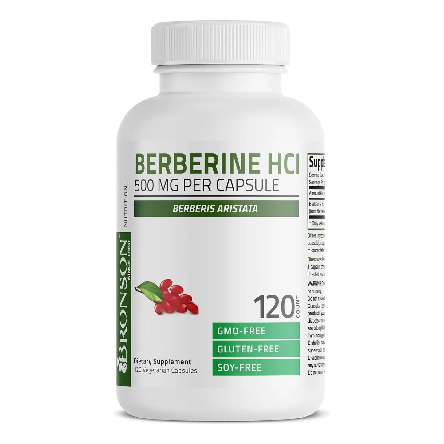 Berberina 500mg 120 Cápsulas Vegetarianas Bronson Apoyo Metabólico Y Digestivo