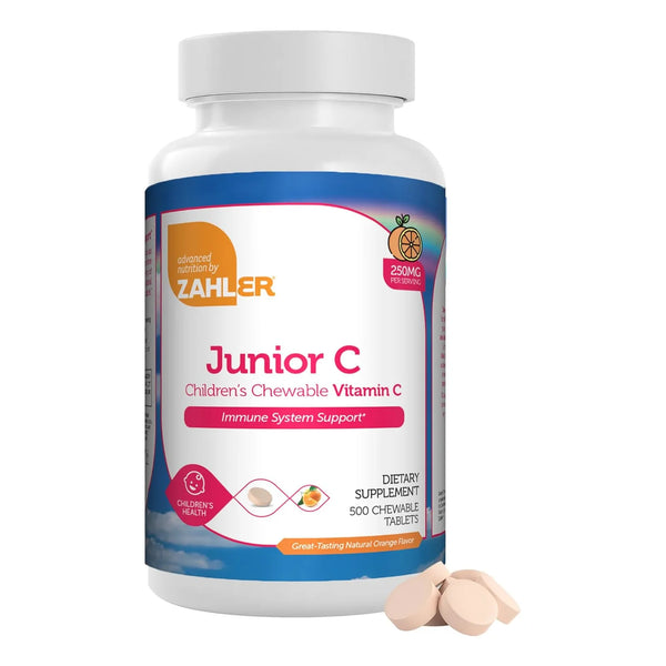 Vitamina C Masticable Sabor Naranja Para Niños Apoyo Inmunologico Zahler Junior C 500 Tabletas