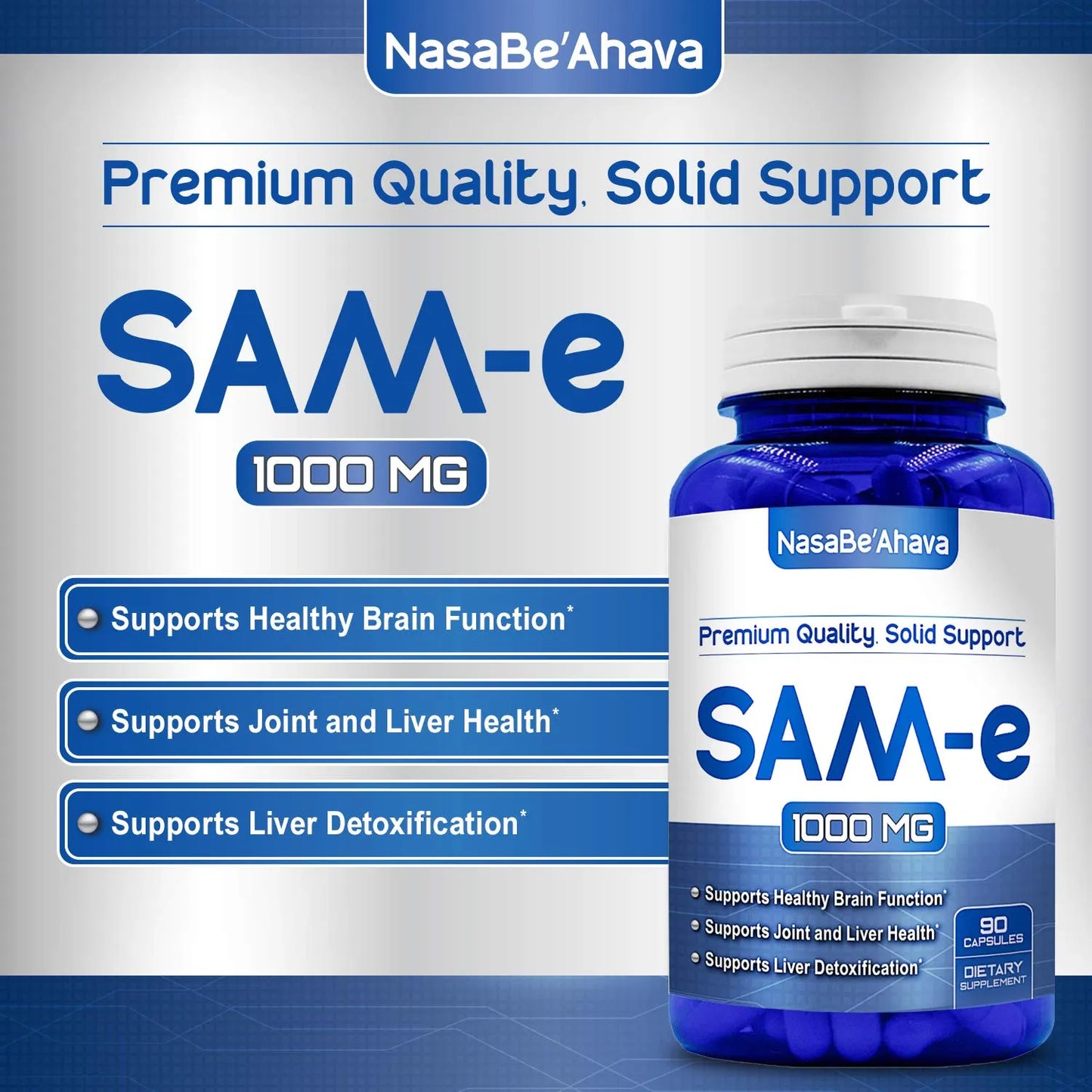 Suplemento SAM E 1000 Mg Apoyo Articulaciones Y Estado De Ánimo 30 Porciones