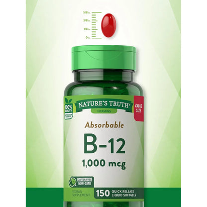 Vitamina B12 1000 Mcg 150 Capsulas Blandas Alta Potencia Energia Y Vitalidad