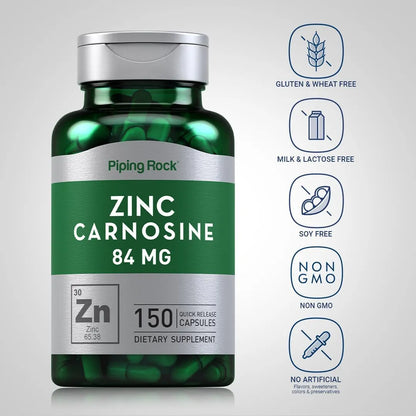Zinc Y Carnosina 84 Mg 150 Capsulas Suplemento Alimenticio Sin Gluten