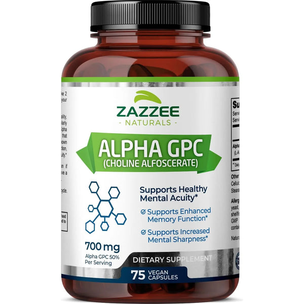 Alpha GPC Colina 300 Mg 75 Cápsulas Veganas Potencia Cognitiva Y Memoria
