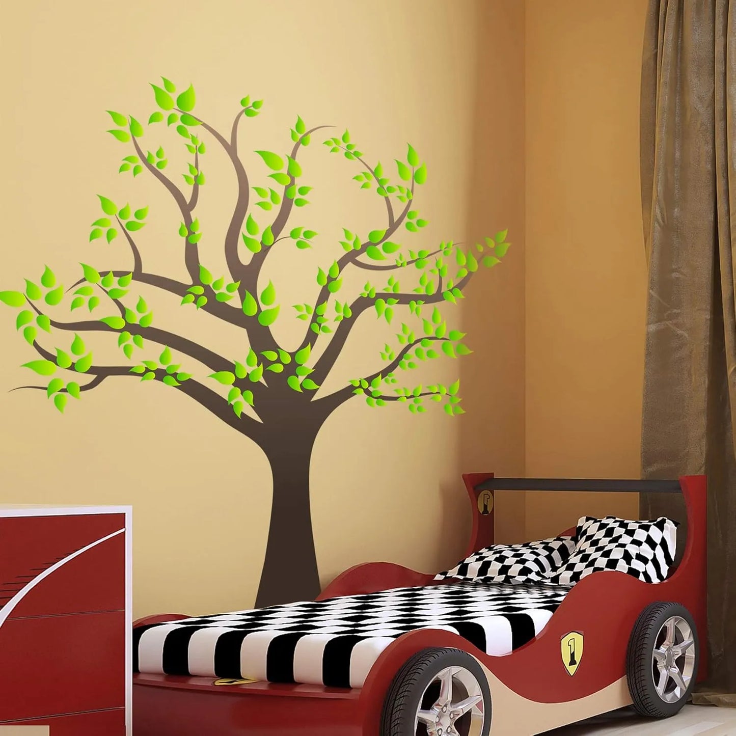 Pegatinas De Pared Arboles Verdes 3D Removibles Decoracion Familiar