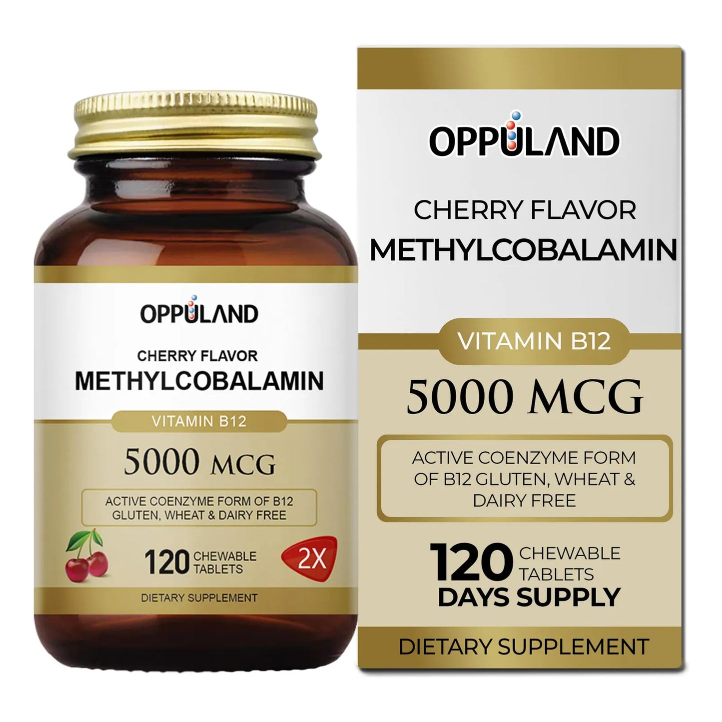 Vitamina B12 Metilcobalamina 5000 Mcg Con Ácido Fólico 120 Tabletas Masticables Sabor Cereza