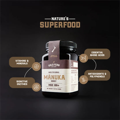 Miel Cruda De Manuka Pura Natural De Nueva Zelanda 500g Mgo 100+ Importada