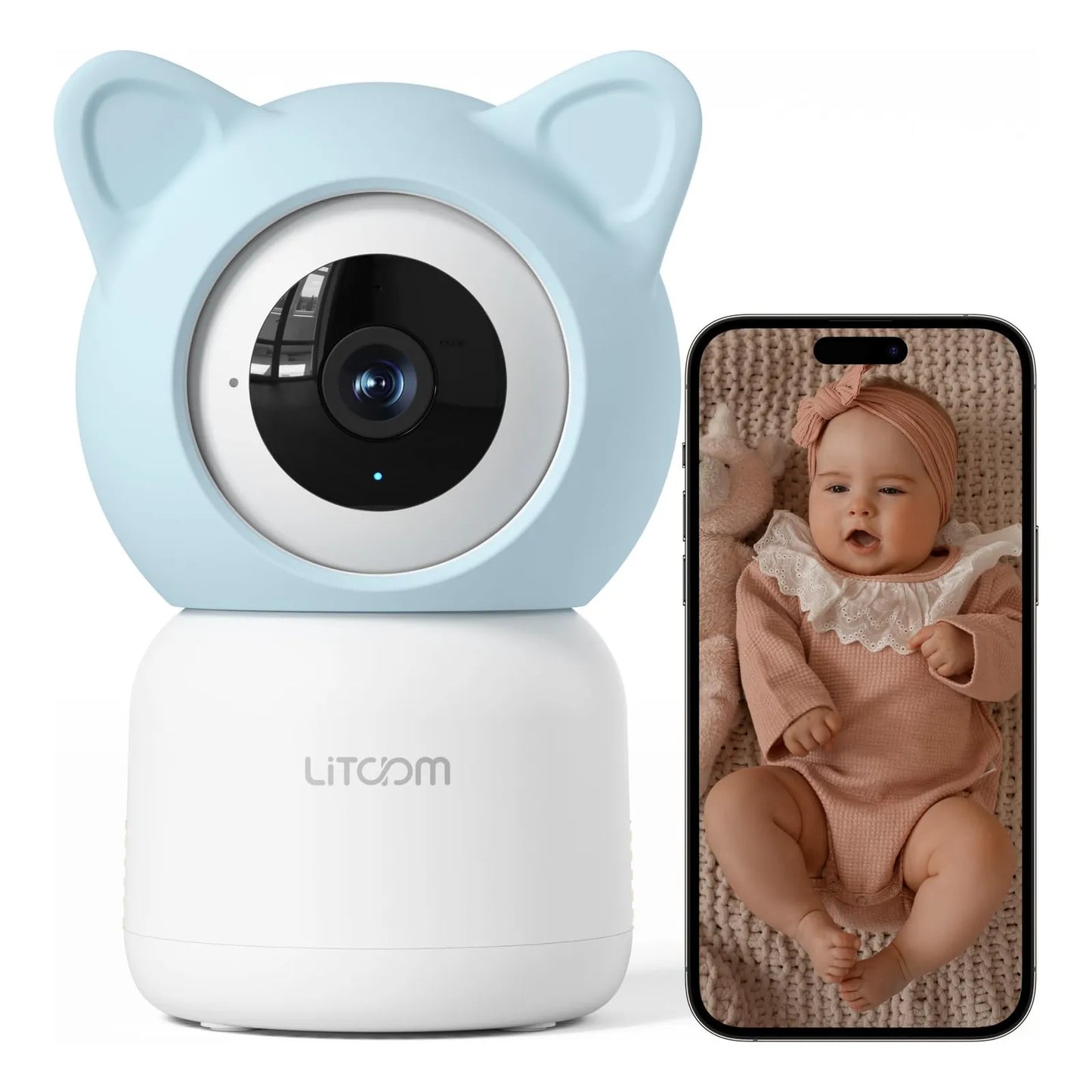 Cámara De Seguridad 2K 4MP Monitor Bebé WiFi Visión Nocturna Y Audio