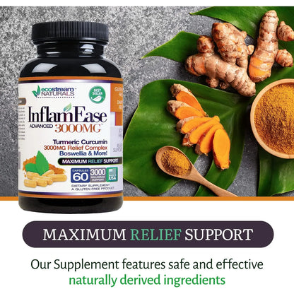Capsulas InflamEase Alivio Inflamacion Diurno Nocturno 60 Vegano Sin Gluten