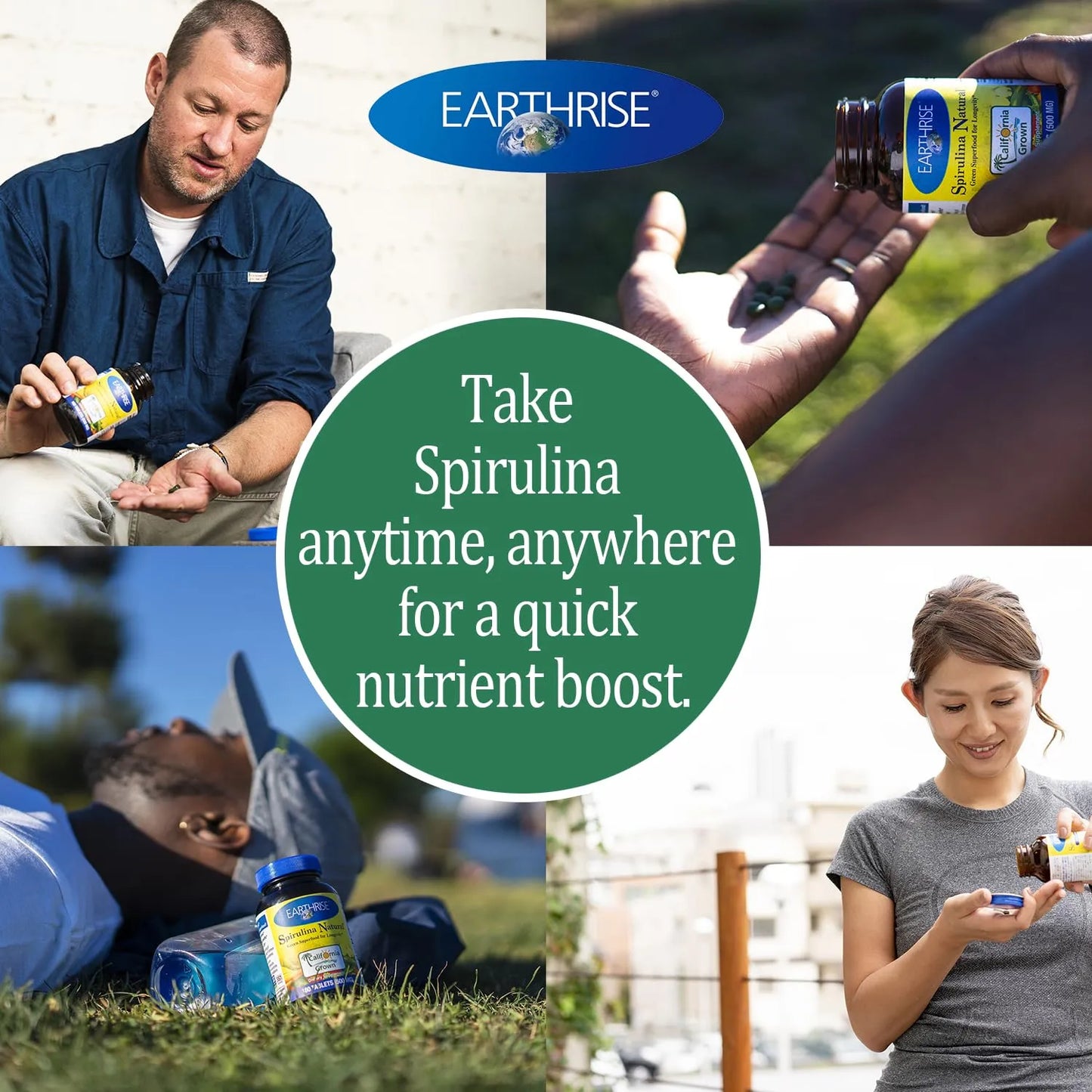 Tabletas De Espirulina Natural 500 Mg 360 Unids Vegana Sin Gluten Cultivada En California