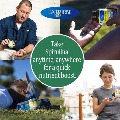 Tabletas De Espirulina Natural 500 Mg 360 Unids Vegana Sin Gluten Cultivada En California