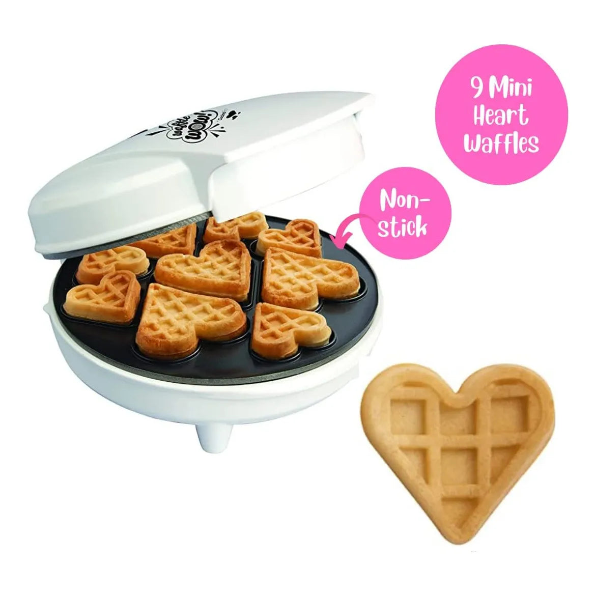 Mini Wafflera Corazones 9 Figuras Tamaños Surtidos Desayuno Regalo