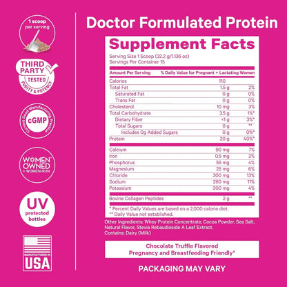 Proteína De Chocolate En Polvo Para Embarazo Y Lactancia Pink Stork Con Colágeno Y Suero De Leche