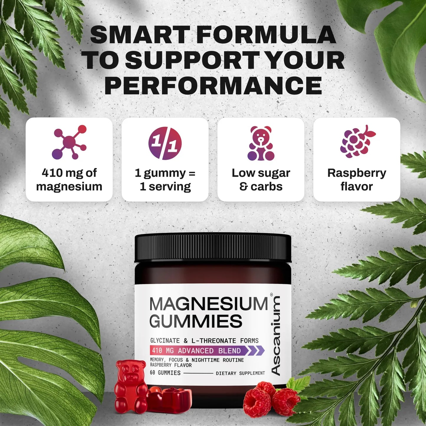 Gomitas De Magnesio 410 Mg Glicinato L Treonato Soporte Muscular Y Tranquilidad