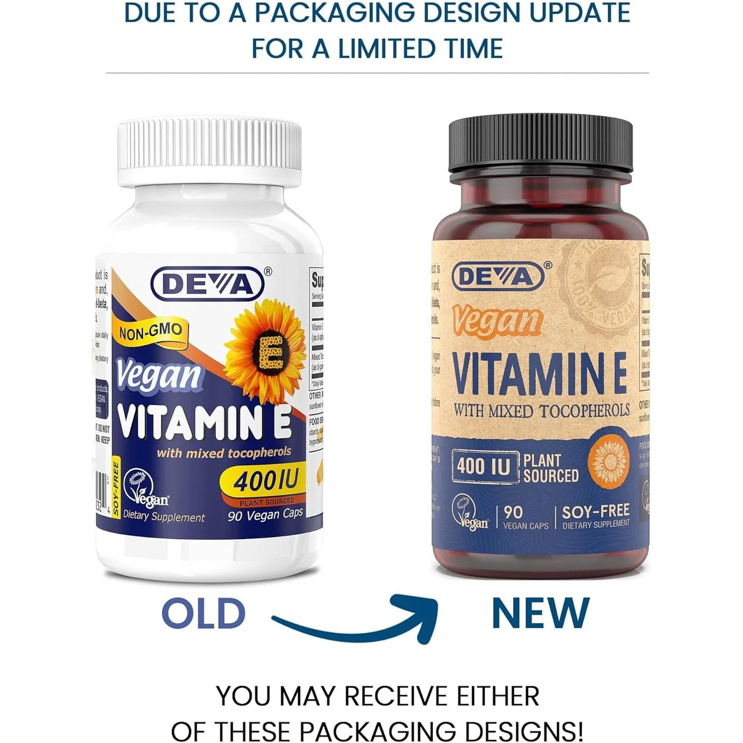 Vitamina E Natural 400 IU Tocoferoles Mixtos 90 Capsulas Veganas Antioxidante Poderoso