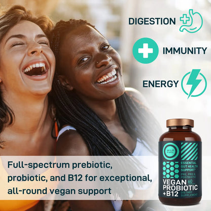 Probiótico Vegano Plus B12 22 Mil Millones CFU Con Prebióticos Salud Intestinal Y Energía