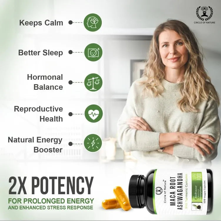Capsulas De Maca Ashwagandha Curcuma Y Bioperina 120 Unidades Energia Y Calma Natural