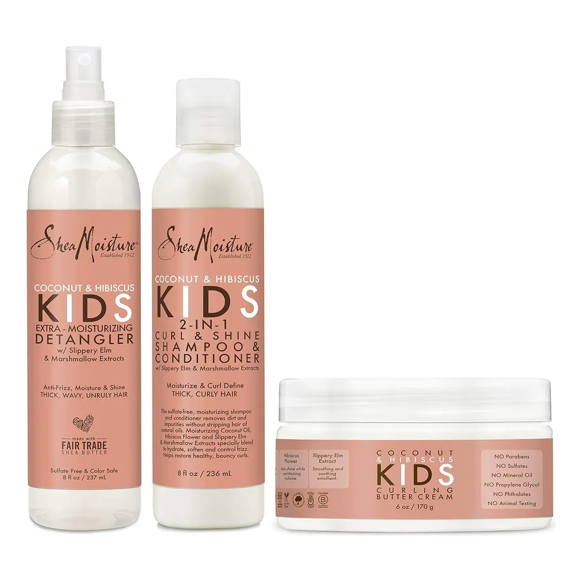 Sheamoisture Set Cabello Rizado Niños Hibisco Coco 3 En 1 Rizos Definidos Sin Frizz