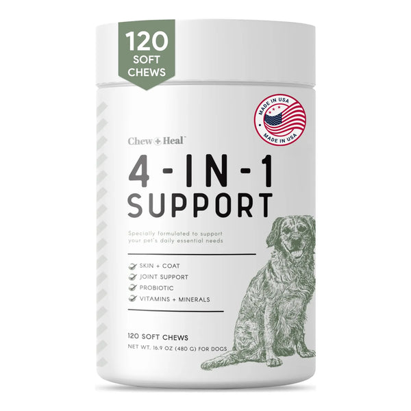 Vitamina Canina Todo En Uno 120 Golosinas Masticables Suaves Multivitamínico Con Probióticos Y Enzimas Digestivas
