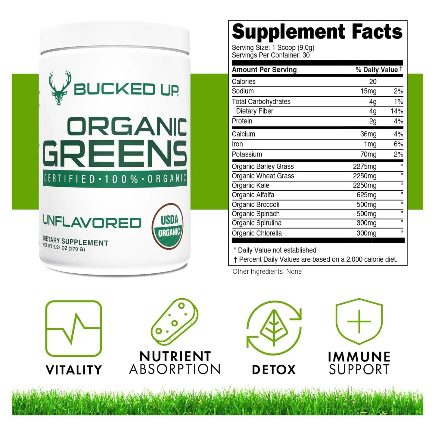 Superfood En Polvo Organico 8 Verduras Esenciales Clorella Espirulina Sin Sabor