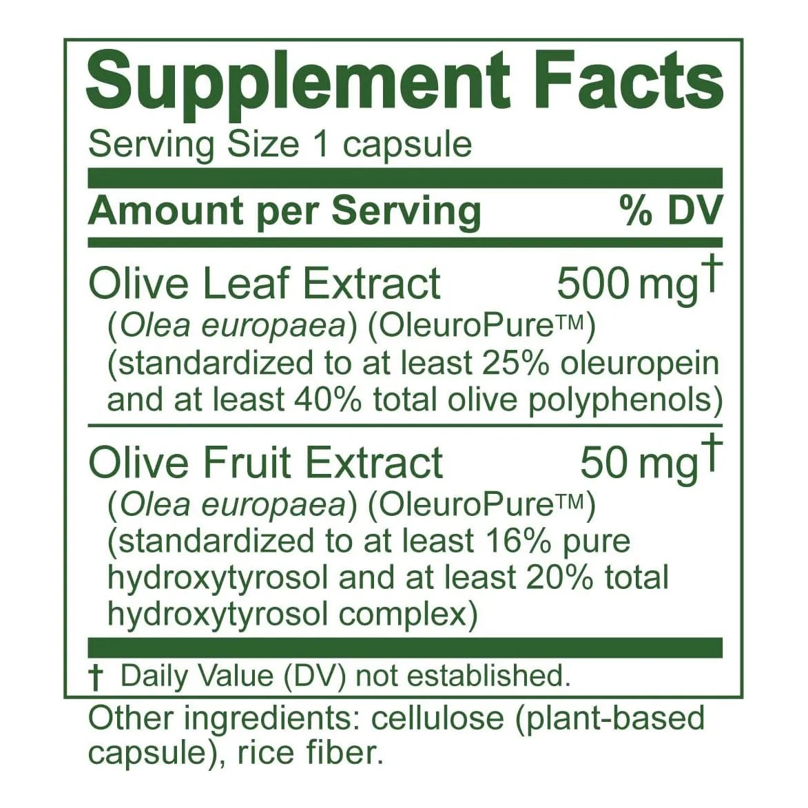 Extracto Hoja De Olivo Europeo 25 Oleuropein 90 Capsulas Island Nutrition