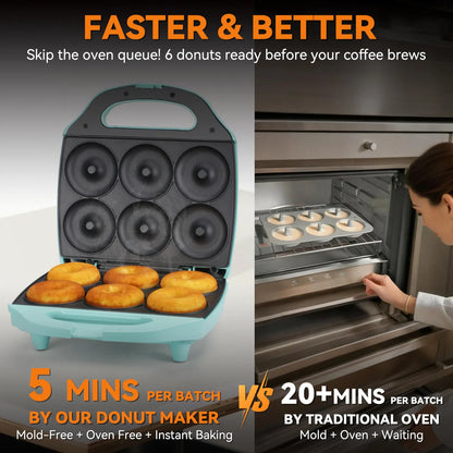 Mini Maquina Para Hacer Donas Hogar 6x8 Cm Bandeja Antiadherente Recetas Incluidas