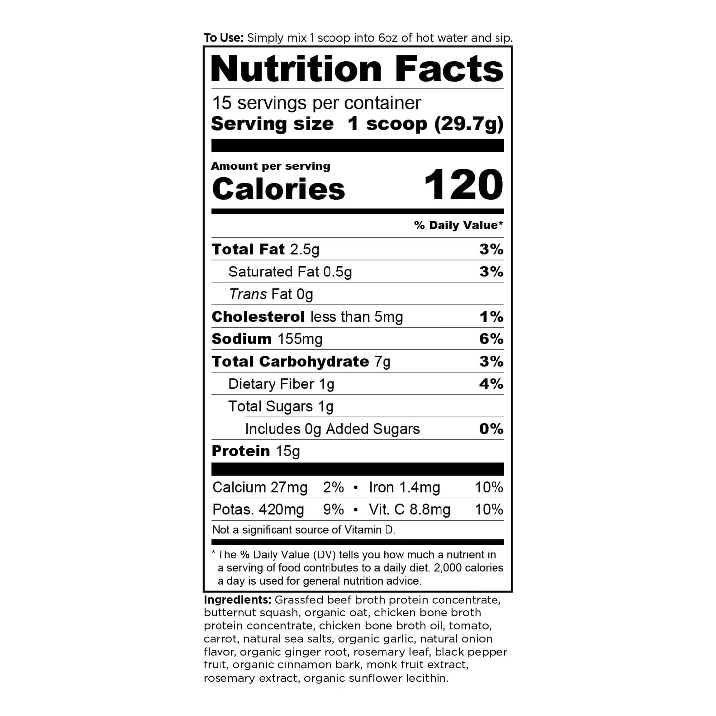 Proteína En Polvo De Caldo De Hueso Sabor Calabaza Con Pollo Ancient Nutrition 15 Porciones
