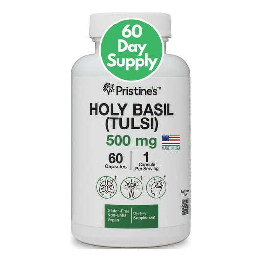 Albahaca Santa Tulsi 500 Mg Suplemento Adaptogeno Relajante Apoyo Inmunologico Vegano Sin OMG