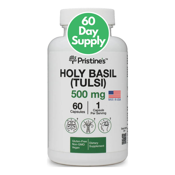 Albahaca Santa Tulsi 500 Mg Suplemento Adaptogeno Relajante Apoyo Inmunologico Vegano Sin OMG