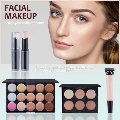 Kit Completo De Maquillaje 40 Sombras Labiales Y Brochas Regalo Ideal