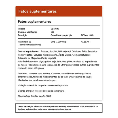 NOW Foods Metil B-12 1000mcg 200 Tabletas Energía Mental Y Concentración