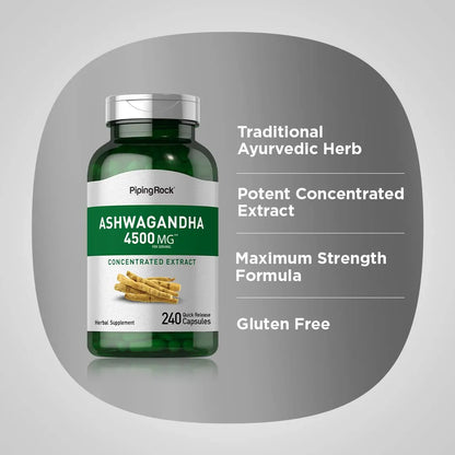 Extracto De Ashwagandha 4500 Mg 240 Cápsulas Energía Y Bienestar