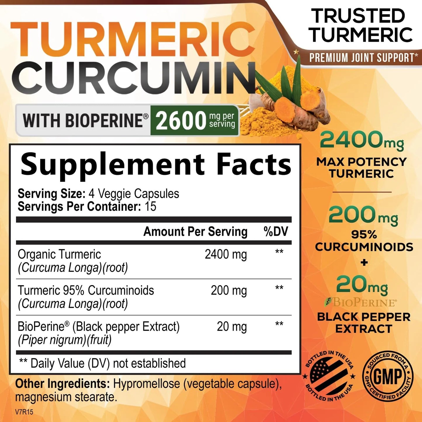 Curcumina Con Bioperina 2600 Mg Absorcion Mejorada Antioxidante Articulaciones