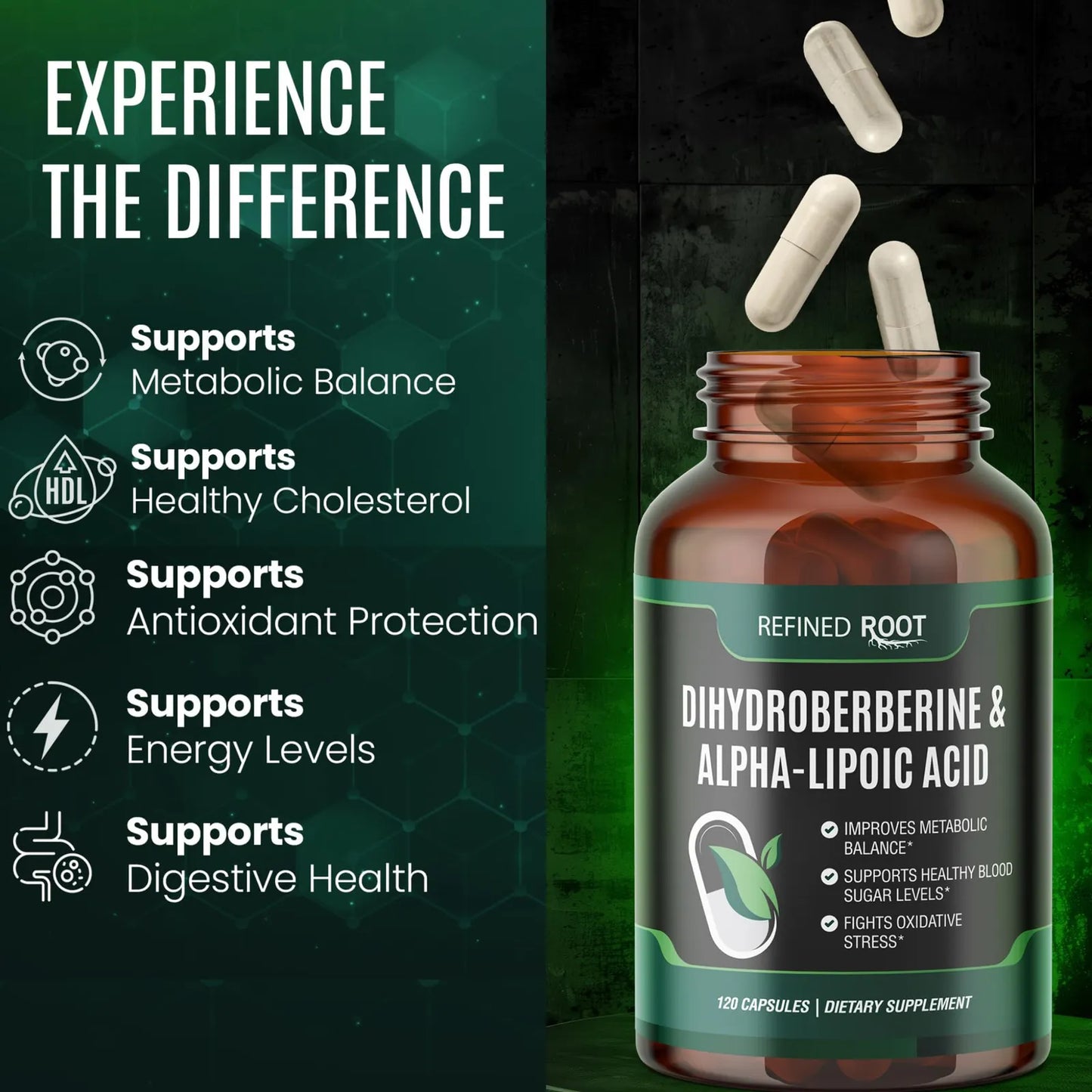 Dihidroberberina 300 Mg Con Acido Alfa Lipoico 600 Mg Suplemento Metabólico Premium
