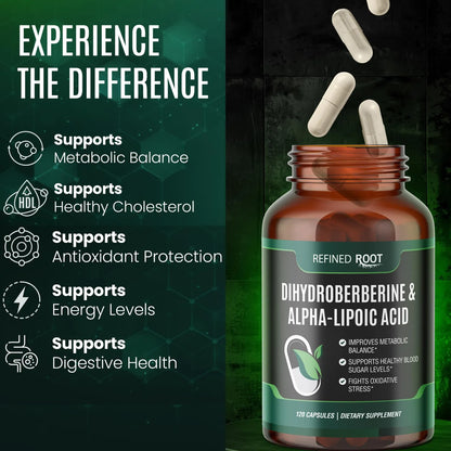 Dihidroberberina 300 Mg Con Acido Alfa Lipoico 600 Mg Suplemento Metabólico Premium