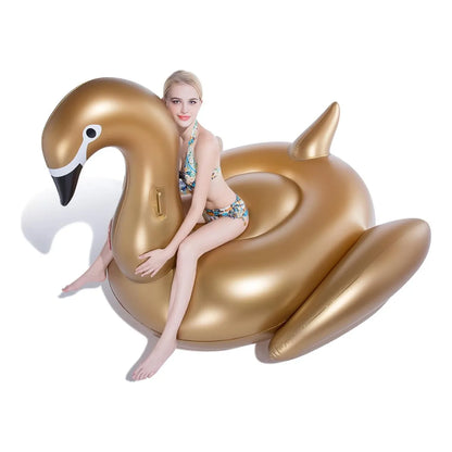 Jasonwell Cisne Inflable Gigante Para Piscina Flotador Dorado 2 Personas