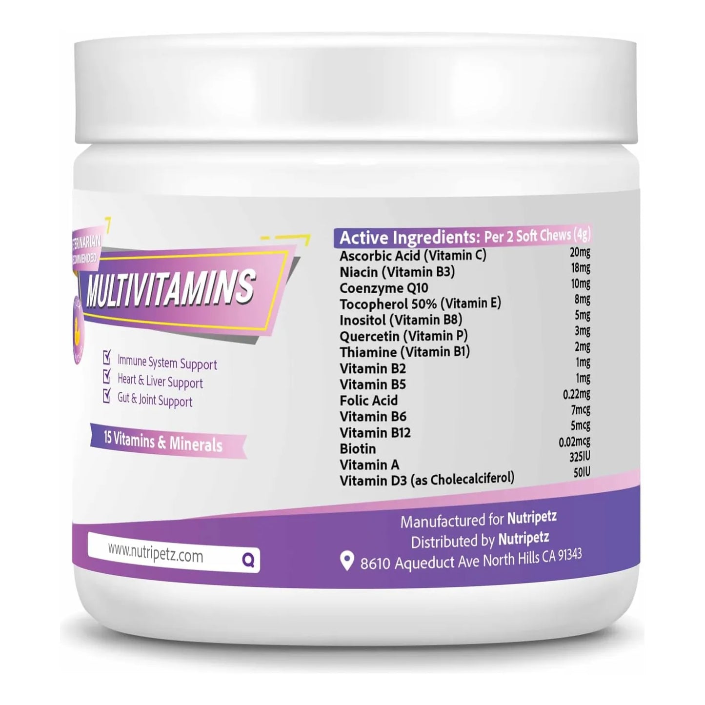 Multivitaminas Masticables Para Perros 120 Unidades Salud Cerebro Piel Y Digestión