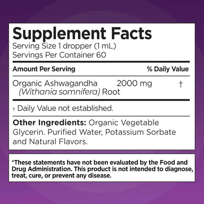 Gotas De Ashwagandha KSM 66 2000 Mg Sabor A Bayas Naturales Suplemento Para Energía Y Bienestar