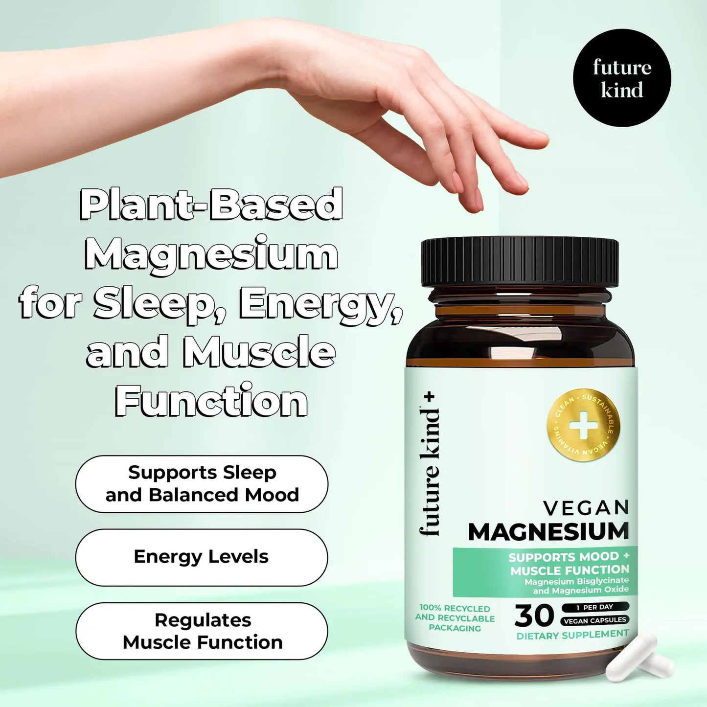 Capsulas De Magnesio Quelatado Vegano 30 Unidades 6X Mas Potente Y Biodisponible