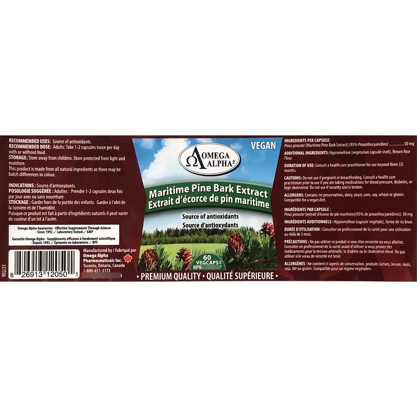 Extracto De Corteza De Pino Marítimo 60 Cápsulas Anti Hipertensión Antioxidante