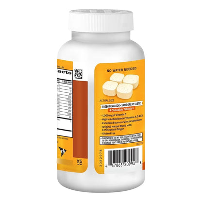Tabletas Masticables Apoyo Inmunologico 1000 Mg Vitamina C Zinc Sabor Citrico