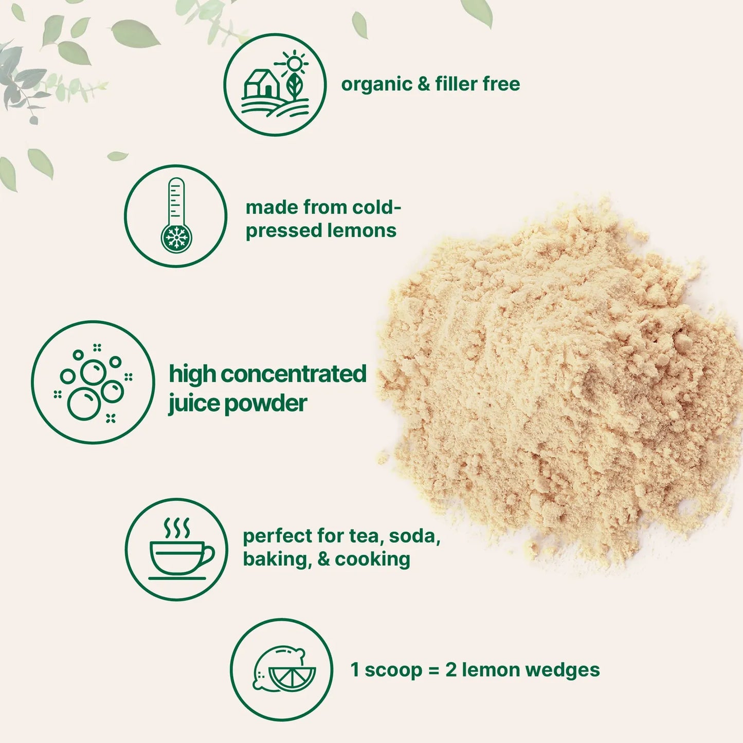 Paquete De 2 Polvo De Jugo De Limon Organico Rico En Vitamina C Para Bebidas Y Batidos